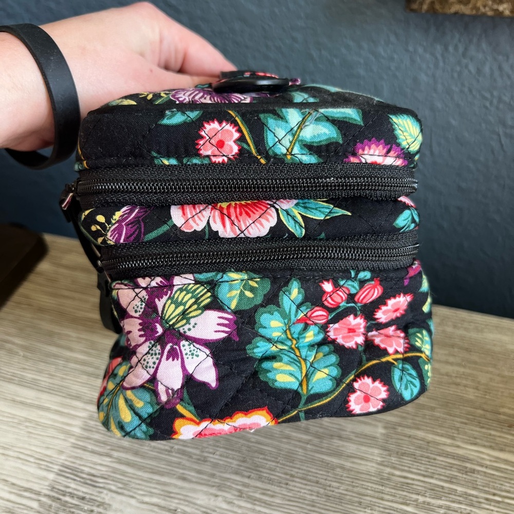 Vera Bradley Black Floral Double-Zip Travel Jewelry & Cosmetics Case - Picture 3 of 11